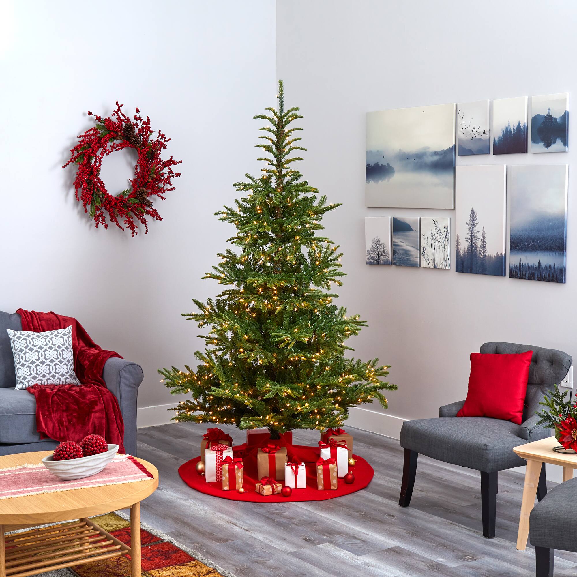 7.5ft. Pre-Lit Layered Washington Spruce Artificial Christmas Tree, Clear LED Lights